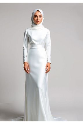 لباس فارغ التحصیلی حجاب سفید زنانه A-line ASL - کد 928525142
