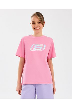 تیشرت اسپرت صورتی بچه گانه رگولار Skechers - کد 936514157