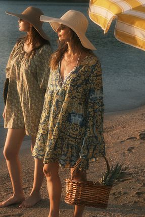 لباس ساحلی زرد زنانه %100 پنبه C&CITY - کد 818729711