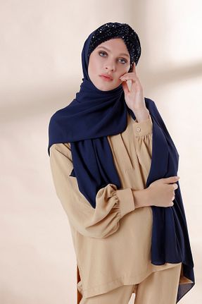 شال سرمه ای زنانه کرپ Differenza - کد 935587319
