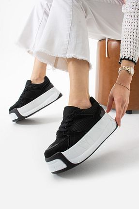 کفش اسنیکر مشکی زنانه بند دار TexFoot - کد 935637514