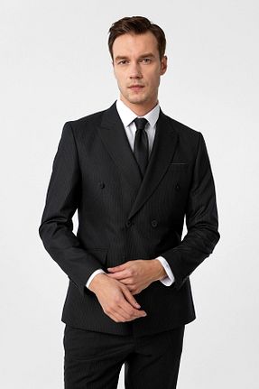 کت و شلوار مشکی مردانه یقه کتی SÜVARİ - کد 828673596