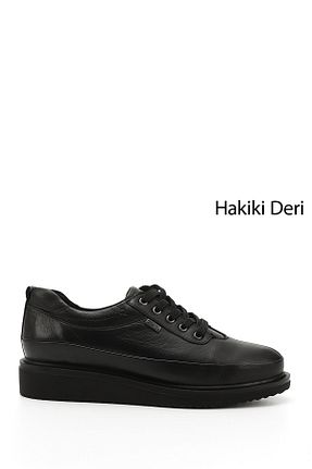 کفش اسنیکر مشکی زنانه چرم اصل GÖNDERİ(R) - کد 79668769