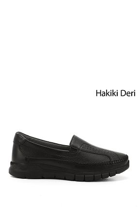 کفش کژوال مشکی زنانه چرم خالص GÖNDERİ(R) - کد 657624968