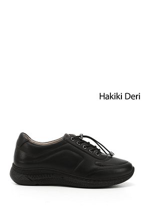 کفش کژوال مشکی زنانه چرم خالص GÖNDERİ(R) - کد 654232327