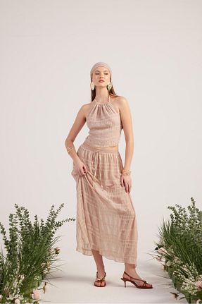 ست بالاتنه و پائین تنه بژ زنانه بافتنی HOLLY LOLLY - کد 935775319