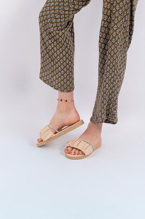 دمپائی بژ زنانه پاشنه تخت lovitto - کد 935788045