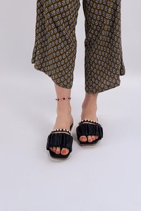 دمپائی مشکی زنانه پاشنه تخت lovitto - کد 935787682