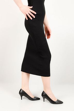 کفش پاشنه بلند کلاسیک مشکی زنانه چرم خالص GÖNDERİ(R) - کد 652488629