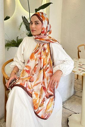 شال قهوه ای زنانه پنبه ای lamelif - کد 935780459