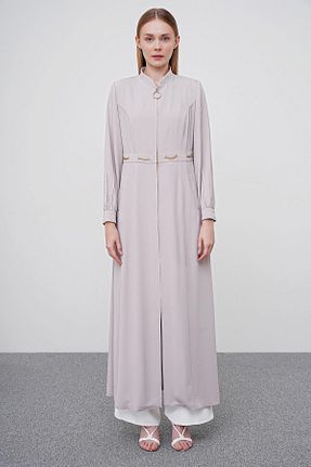 مانتو بلند حجاب طوسی زنانه Zühre - کد 935787623