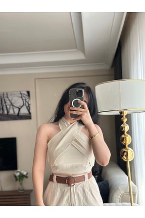 بلوز بژ زنانه ساده SANDY FASHİON - کد 935761622