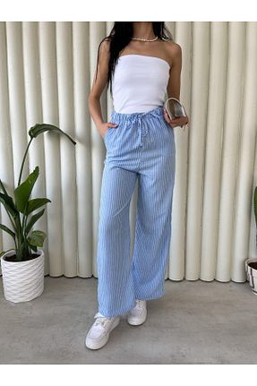 شلوار آبی زنانه پاچه پهن nays butik - کد 935746405