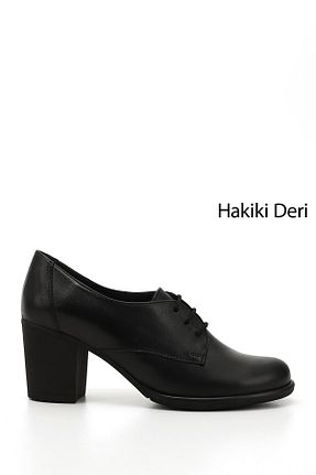 کفش کژوال مشکی زنانه چرم خالص GÖNDERİ(R) - کد 68169890