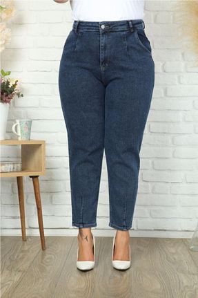 شلوار جین سایز بزرگ آبی زنانه پاچه لوله تفنگی HELY MODA - کد 437204730