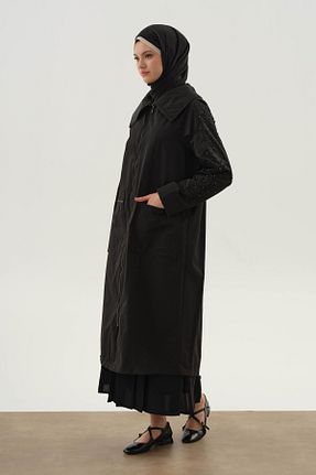 ترنچکت حجاب مشکی زنانه پنبه پلی استر Tuğba - کد 935834112