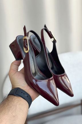 کفش پاشنه بلند کلاسیک زرشکی زنانه چرم لاکی GOFFSHOES - کد 935828855