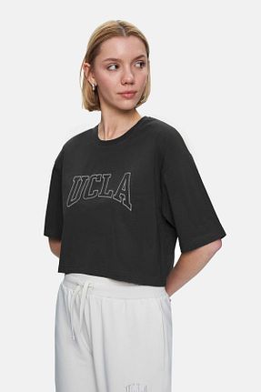 تیشرت طوسی زنانه اورسایز Ucla - کد 935845881
