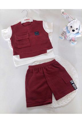 ست نوزادی زرشکی بچه گانه پنبه ای shop - کد 935886250