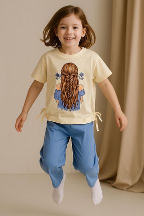 ست بالاتنه و پائین تنه آبی بچه گانه بافتنی tunays shopping - کد 936594645