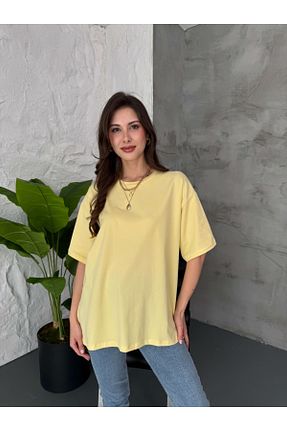 تیشرت زرد زنانه اورسایز Elif Özbey Butik - کد 935899249