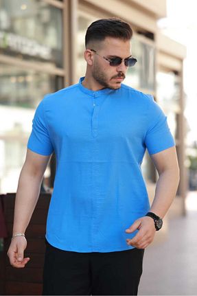 پیراهن آبی مردانه اسلیم فیت MODA - کد 932760705