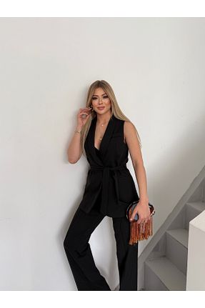 کت و شلوار مشکی زنانه یقه شالی HOEK - کد 935937518