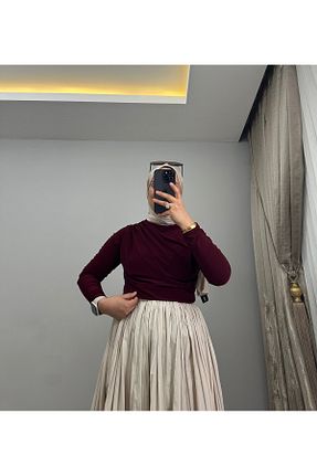 بلوز زرشکی زنانه ساده GOFRE - کد 935934325