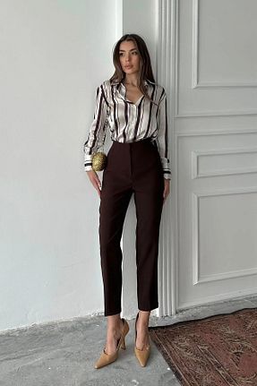 شلوار قهوه ای زنانه پنبه پلی استر A&O Style - کد 935942870
