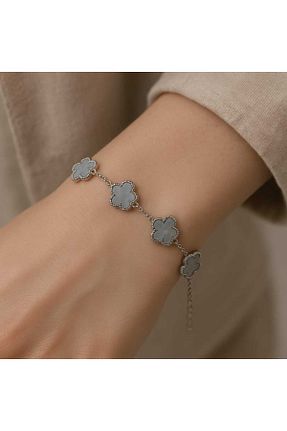 دستبند استیل (فولاد) طوسی زنانه استیل ضد زنگ shop - کد 931069330