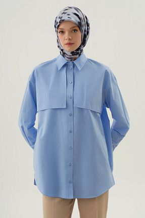 پیراهن حجاب آبی زنانه رگولار Tuğba - کد 935942891