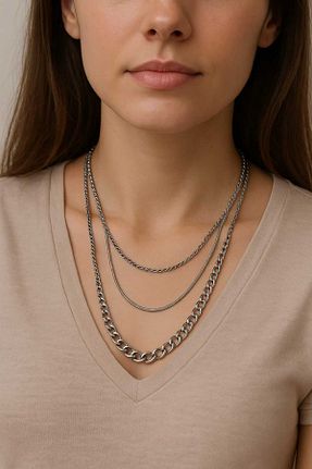 گردنبند استیل ( فولاد ) طوسی زنانه استیل (فولاد) BESMYAR JEWELS - کد 935993460