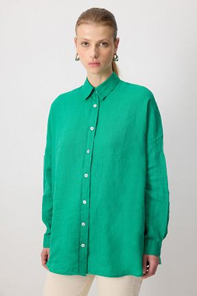 پیراهن حجاب سبز زنانه اورسایز Touche Prive - کد 936002458