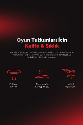 صندلی گیمینگ قرمز Geriye doğru yatabilme Rampage - کد 53588852