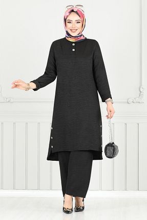 ست بالاتنه و پائین تنه مشکی زنانه بافتنی ModaMerve - کد 936054995