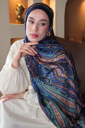 شال سرمه ای زنانه ابریشم diorel - کد 936229335