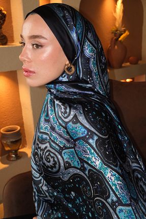 شال آبی زنانه ابریشم diorel - کد 936229280