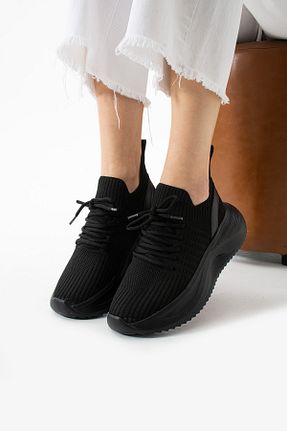 کفش اسنیکر مشکی زنانه بند دار TexFoot - کد 936108642