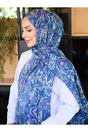 روسری آبی پنبه ای efdal şal eşarp - کد 936161703