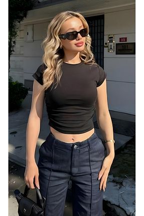 تیشرت مشکی زنانه اسلیم فیت LYMENS - کد 936237730