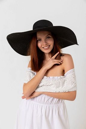 کلاه مشکی زنانه حصیر Luminos Butik - کد 936180035