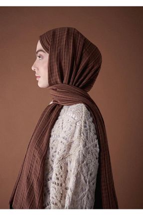 شال قهوه ای زنانه پنبه پلی استر Modakaşmir - کد 788939650