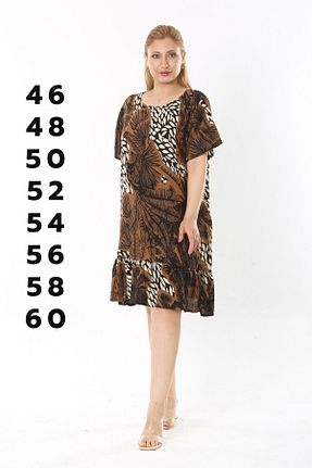 لباس سایز بزرگ قهوه ای زنانه ویسکون Eceyaman moda - کد 932799616
