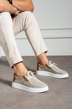 کفش لوفر بژ مردانه پارچه ای L.A Polo - کد 935163439