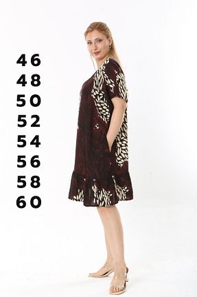لباس سایز بزرگ زرشکی زنانه ویسکون Eceyaman moda - کد 932799422
