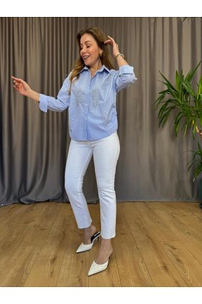 پیراهن آبی زنانه رگولار Size Özgü - کد 936247855