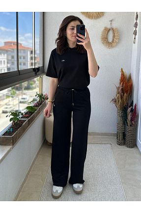 ست بالاتنه و پائین تنه مشکی زنانه Bluzlu Etekli TUNAM BUTİK - کد 936206992