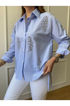 پیراهن آبی زنانه رگولار Size Özgü - کد 936247855