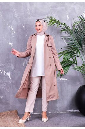 ترنچکت سایز بزرگ رنگی زنانه پنبه پلی استر Sevda Kılınç - کد 936217026
