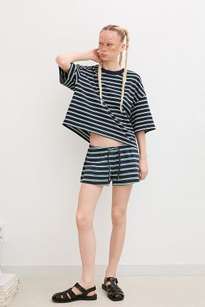 شلوارک و برمودا آبی زنانه اسلیم Bershka - کد 930514634